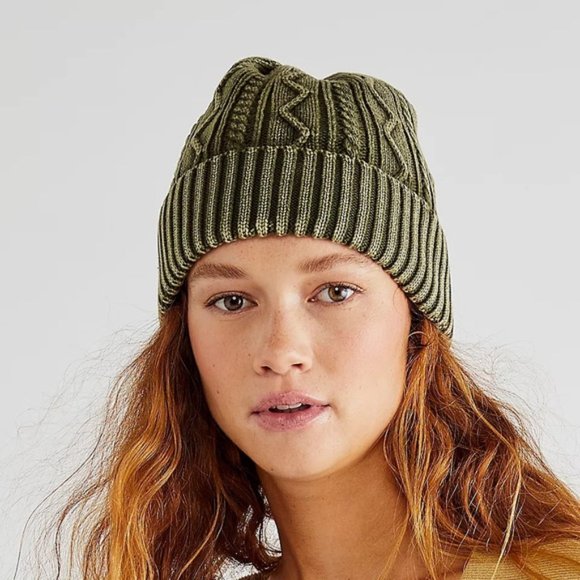 Free People Accessories - NWT Free People Stormi Washed Cable Beanie